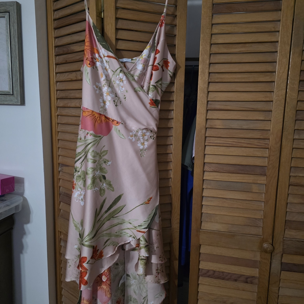 Baltic Born Floral High Low Dress in Pink and Orange
